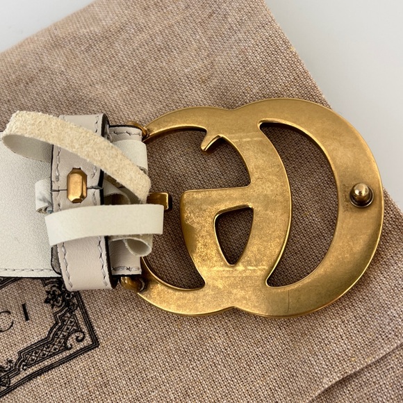 AUTHENTIC Gucci GG Marmont Wide Belt White Ivory Leather main image 14
